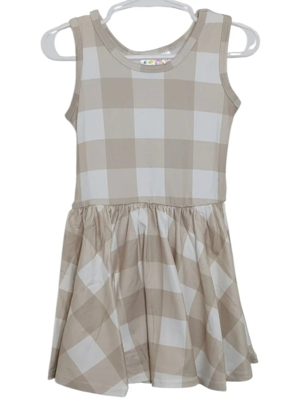 Dot Dot Smile Girls Dress Size 2T Sandstone Check Print Tank Style FLAWED Twirl